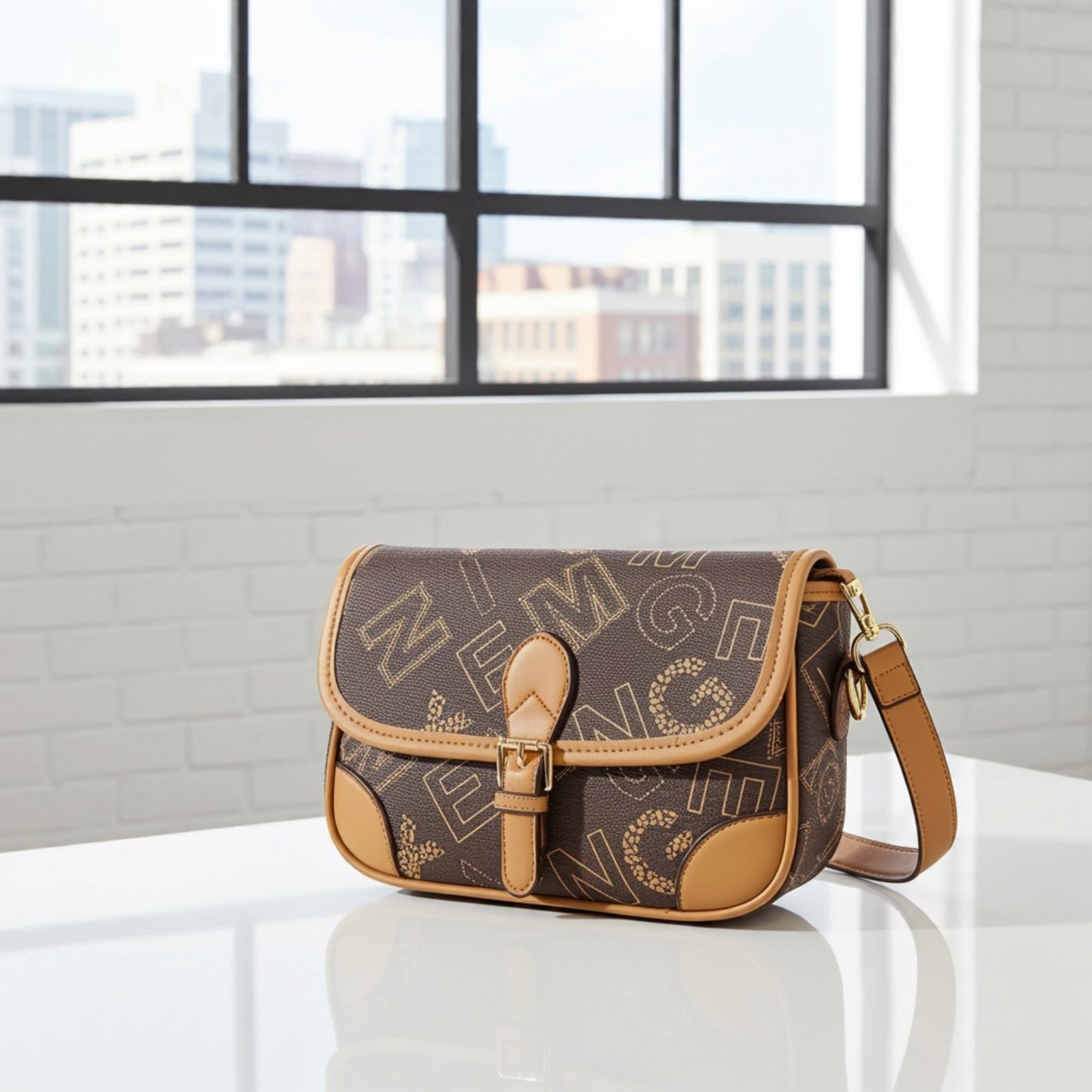 Textured Flap Sling Bag