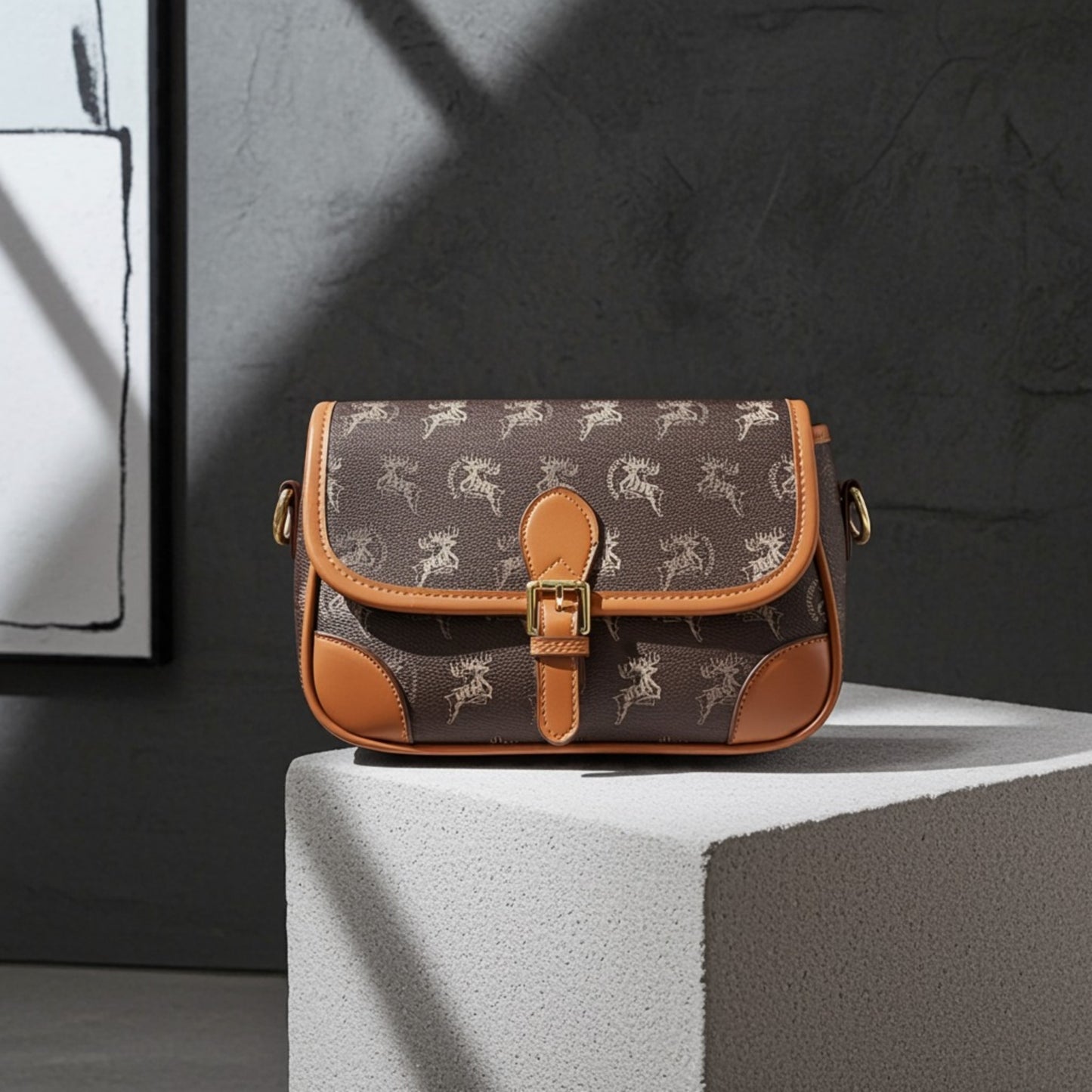 Textured Flap Sling Bag